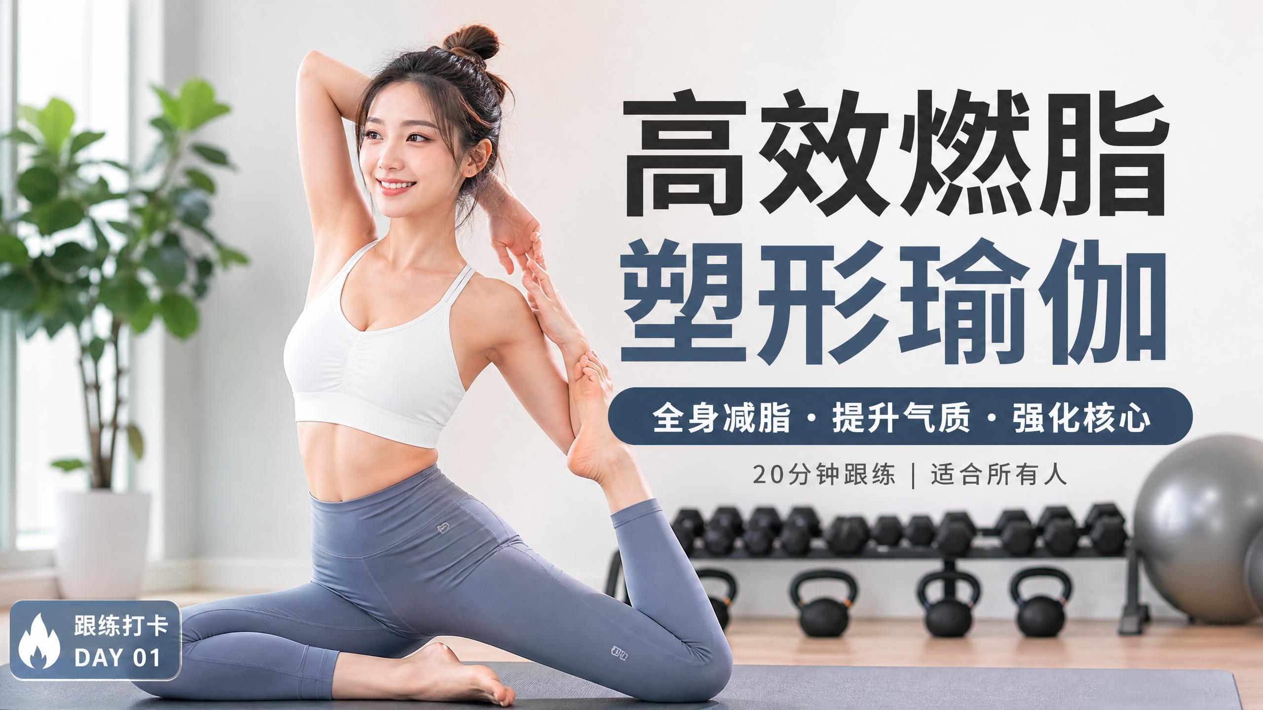 萝莉岛 【健身视频教程】高效燃脂塑形瑜伽，20分钟跟练视频演示，全身减脂提升气质